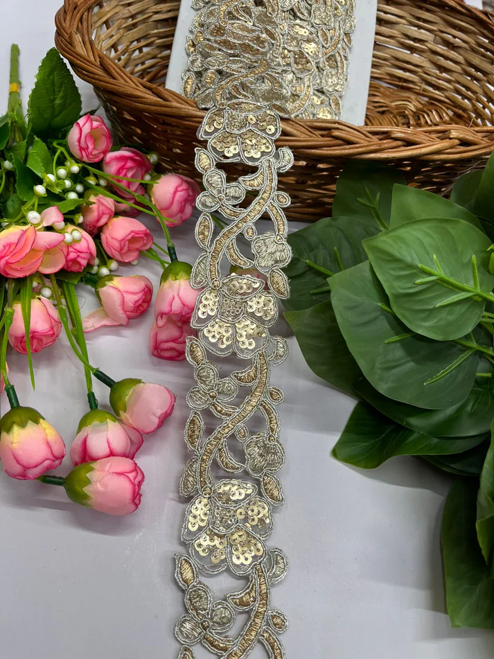 Sequence Gold Cutwork Design Lace Border - Pani Gold